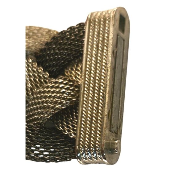 Vintage Bracelet Braided Two-Tone Black Silver Mesh With Magnetic Clasp - Picture 6 of 9